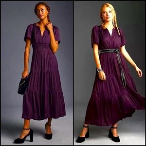 Anthropologie Somerset Maxi Dress Berry/Plum Xxs - image 1